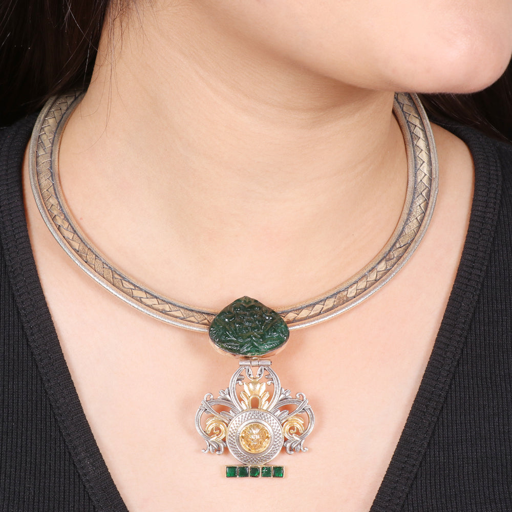 Green Natural Stone Pendant Hasli image 0